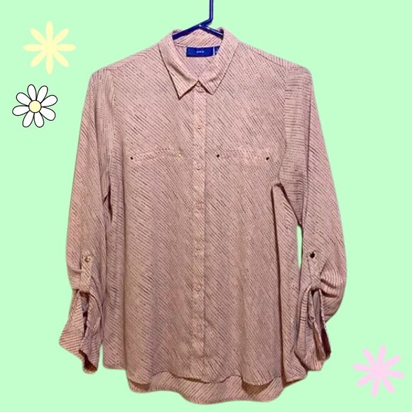 Apt. 9 Pink Polka Dotted Long Sleeved Blouse Size Small - Picture 9 of 9